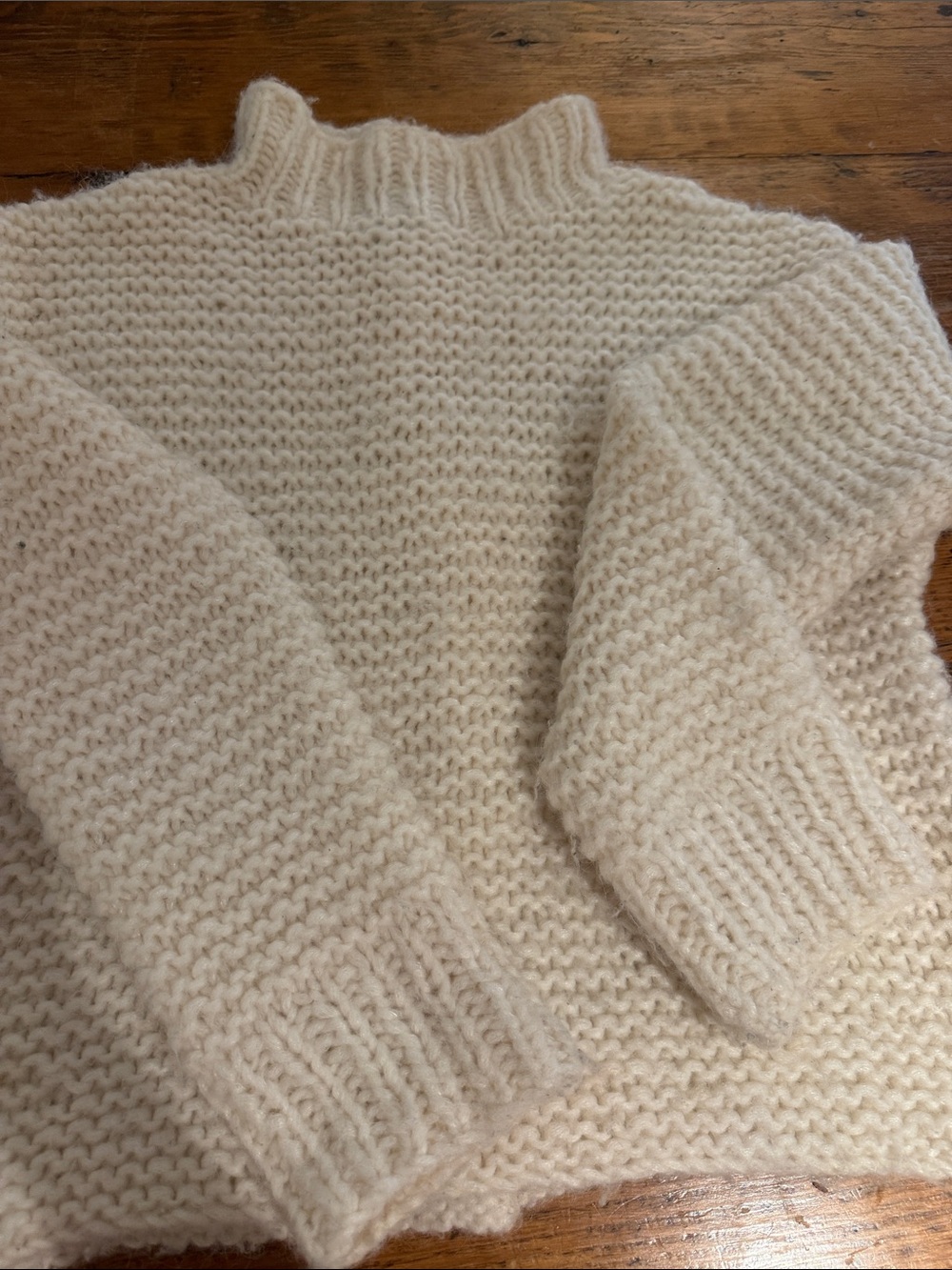 Women's Cream Chunky Turtleneck Sweater - Soft Knit